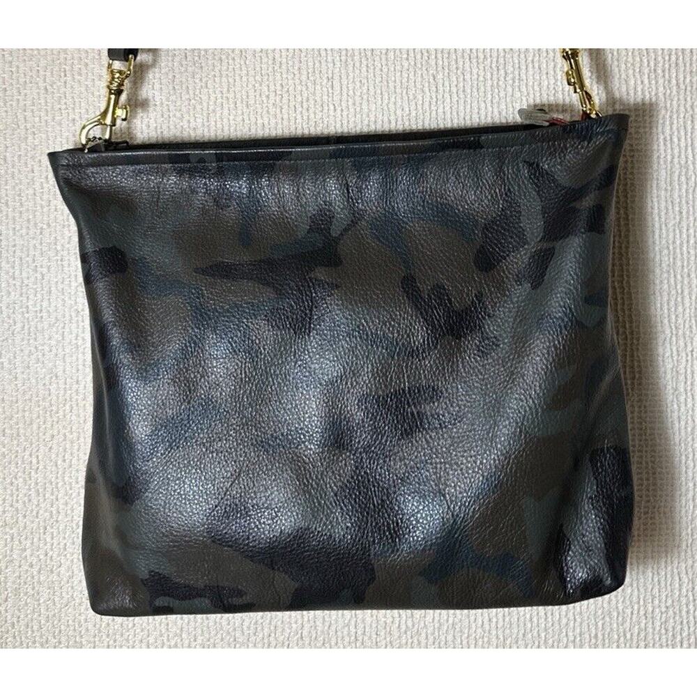 Seam Reap Blondie Hobo Black Zip Leather Adjustable Strap Camo Shoulder Bag